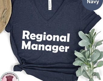 Regional Manager - Assistant to the Regional Manager Dad & Baby Matching VNeck Shirts, Baby Boy and Baby Girl Shirt,Father's Day Vneck Shirt