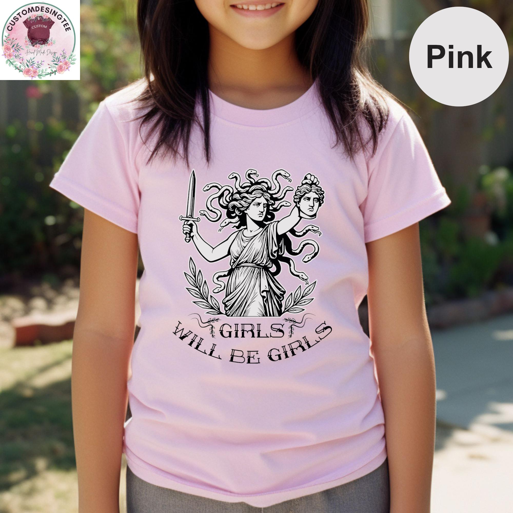 Vintage Medusa Goddess Baby Bodysuit, Feminist Power Youth Tee, Girls Will Be Girls Toddler TShirt