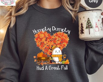 Cute Hallowen Ghost Sweatshirt, Humpty Dumpty Had A Great Fall Hallowen Hoodie, Cute Fall Sweatshirt, Spooky Season Hoodie