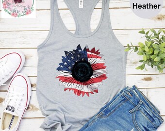 4th of July Sunflower Tank Top, Independence Day Tank Top, Republican Tank Top, Fourth Of July Tank Top, Patriotic Tank Top,Freedom Tank Top