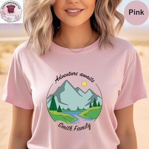 Custom Adventure Awaits Shirt, Custom Camping Shirts, Traveler Shirt, Custom Vacation Mountain Memories Shirts, Hiking Shirt