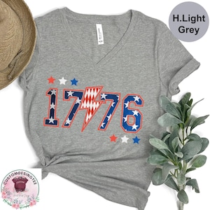 1776 VNeck Shirt, Red White and Blue Shirt, Patriotic Tee, USA shirt, America 4th of July Shirt, Usa Flag Shirt, American Flag Vneck Shirt