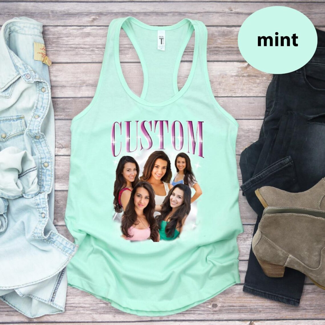 Customised Top Fun Custom Bootleg Tank Top, Custom Photo Shirt, Birthday Gift, Custom Your ...
