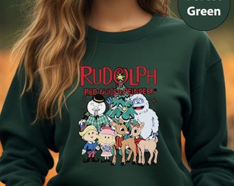 Rudolph The Red Nosed Reindeer Christmas Sweatshirt, Rudolph Family Hoodie, Vintage Christmas Party Sweater, Xmas Funny Sweatshirt
