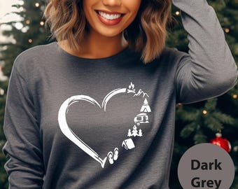 Camp Lover Long Sleeve, Camping Heart Shirt, Nature Lover Tee, Camping Gift Long Sleeve, Adventure Long .Sleeve Shirt, Camp Lover Gift