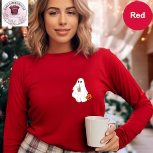 Little Ghost Coffee Shirt, Ghost Iced Coffee Long Sleeve, Boo Ghost Shirt, Ghost Shirt, Spooky Season Shirt, Womens Halloween Long Sleeve