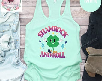 Shamrocks and Roll St. Patrick's Day Tank Top, Saint Patricks Day Tank Top, Womens Saint Patricks Day Tank Top, Irish Clover Tank Top