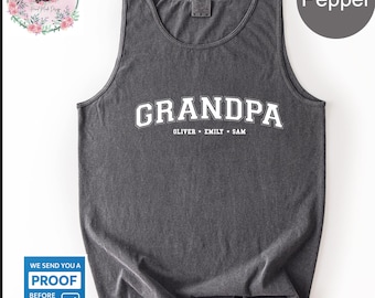 Personalized Grandpa/Dad/Papa Tanktop with Kids Names,  My Favorite People Call Me Tank Top