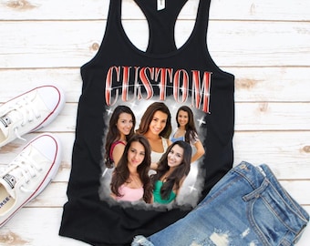 Custom Bootleg Tank Top, Custom Photo Shirt, Birthday Gift, Custom Your Own Picture Idea, Personalized Custom Tee,Custom Photo Shirt