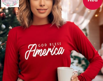 God Bless America Long Sleeve, Fourth Of July Shirt, Patriotic Family Shirt, Independence Day Shirts, Freedom Shirt, 4th Of July Long Sleeve