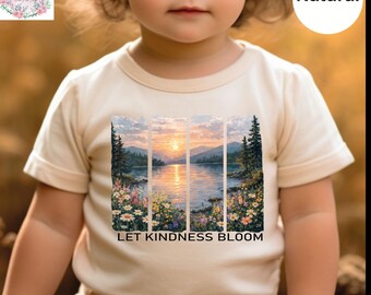 Floral Let Kindness Bloom Baby Bodysuit, Wildflower Sunset Lake Youth Tee