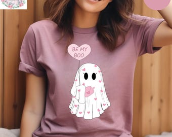 Valentines Day Be My Boo Shirt, Ghost Heart T-Shirt, Heart Shirt, Women Valentines Day Tee, Valentine Ghost Shirt