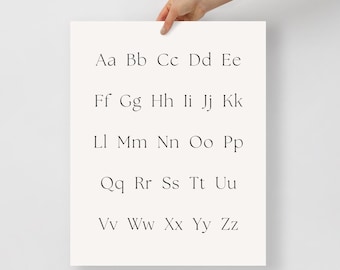 Minimal Alphabet Poster Unframed – Chic ABC Wall Art for Nursery, Kids Room, Classroom, Baby Shower Gift
