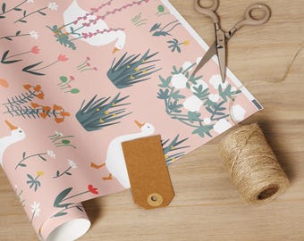 Elegant Goose Wrapping Paper | Baby Shower Gift Wrap