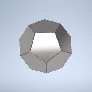 May include: A silver-colored, geometric, 3D model of a dodecahedron.