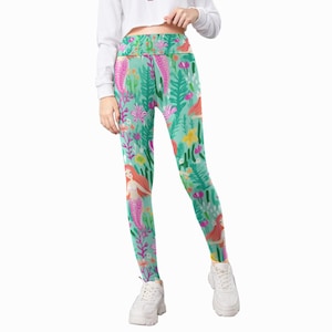 All-Over Print Kid&#39;s Mermaid Print Leggings - Ocean Lover - Mermaid Party - Exercise pants - girls yoga tights - family beach trip - aqua