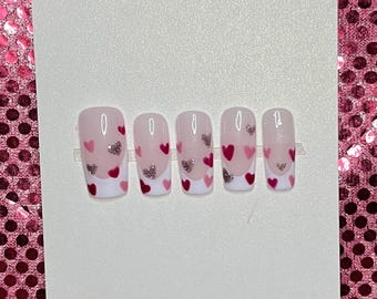 Zestaw do paznokci walentynkowych 2 | Zestaw do zdobienia paznokci metodą żelową | Paznokcie robione ręcznie | Zdobienie paznokci