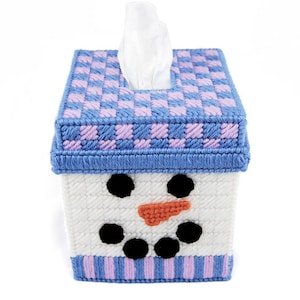 PATTERN: Quilted Snowman Tissue Box Cover in Plastic Canvas