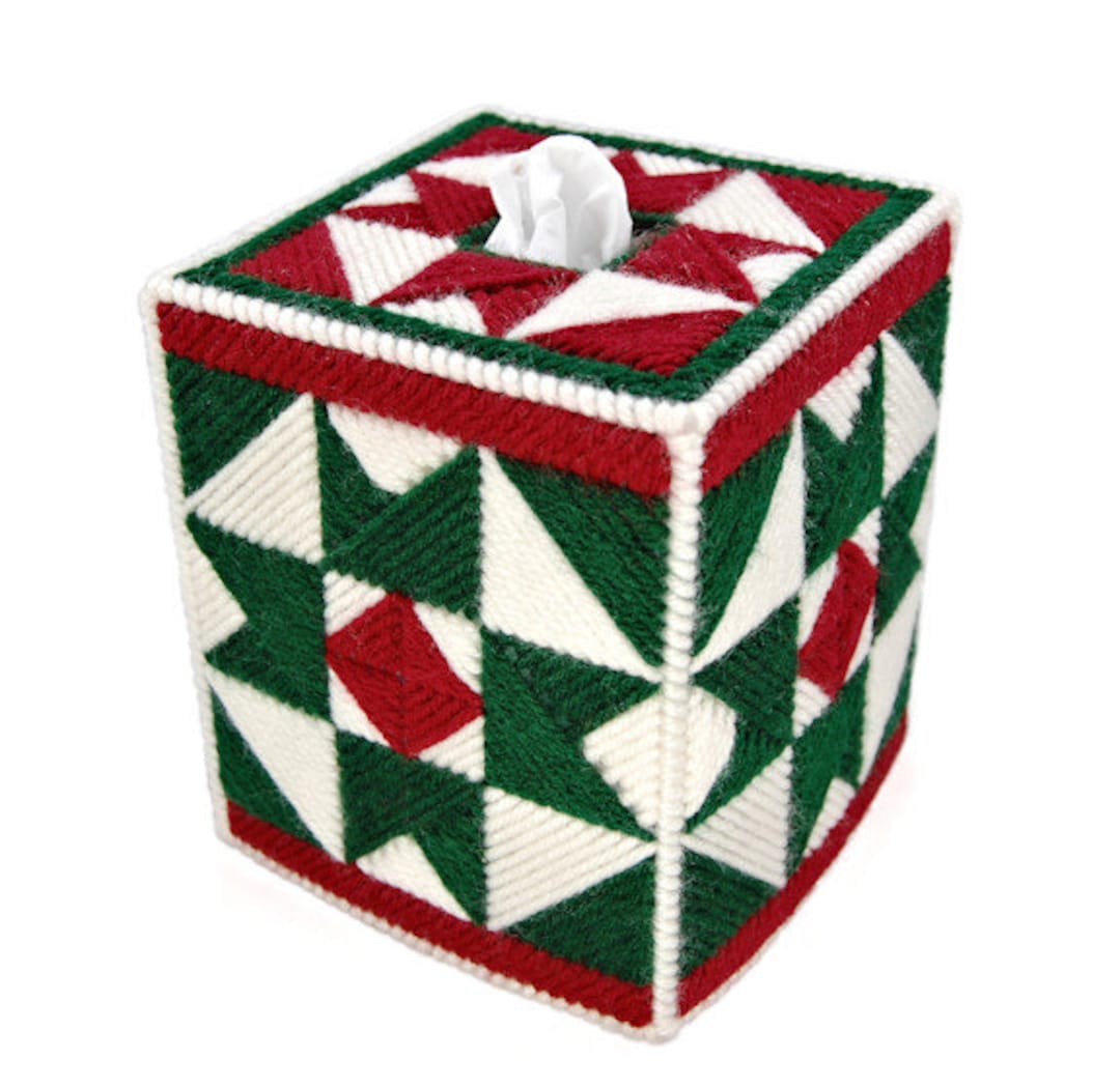 PATTERN: Christmas Quilt Tissue Box Cover in Plastic Canvas - Etsy