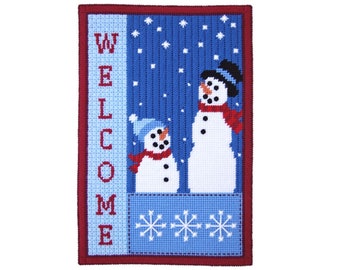 PATTERN: Winter Welcome Wall Hanging in Plastic Canvas