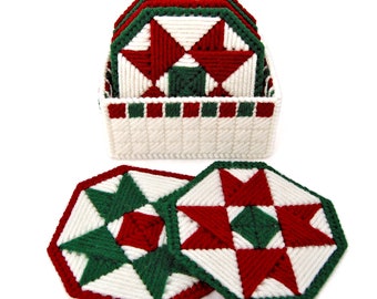 PATTERN: Christmas Quilt Coasters in Plastic Canvas