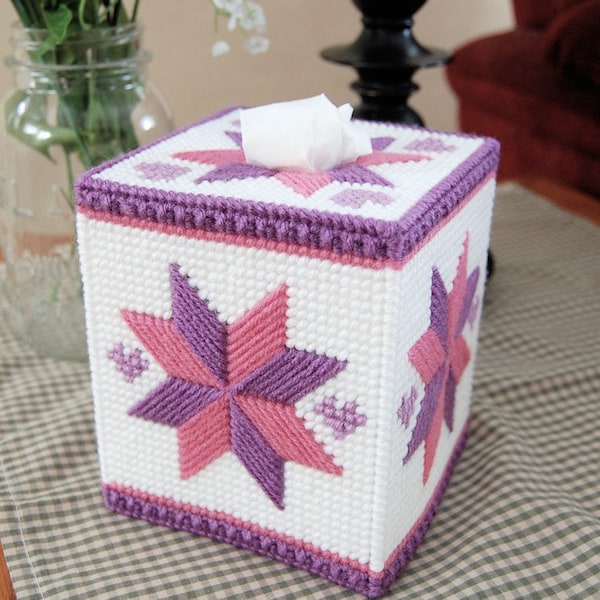 PATTERN: Valentine Star Tissue Box Cover in Plastic Canvas