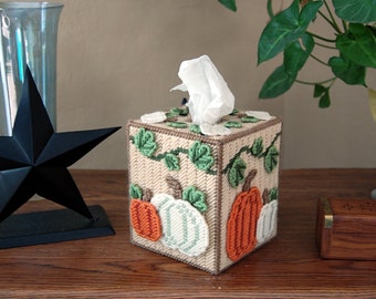 PATTERN: Fall harvest plastic canvas tissue box cover