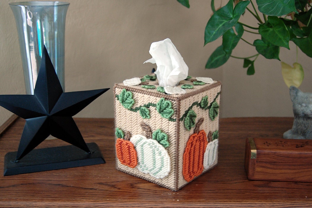 PATTERN: Fall Harvest Plastic Canvas Tissue Box Cover - Etsy pattern-fall-harvest-plastic-canvas-tissue-box-cover-etsy