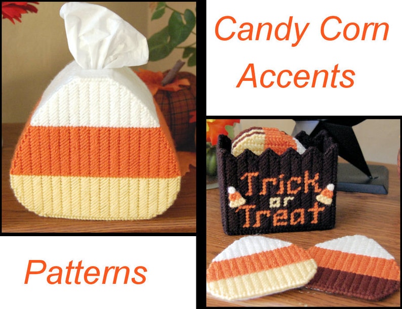 PATTERN: Candy Corn Accents in Plastic Canvas image 1