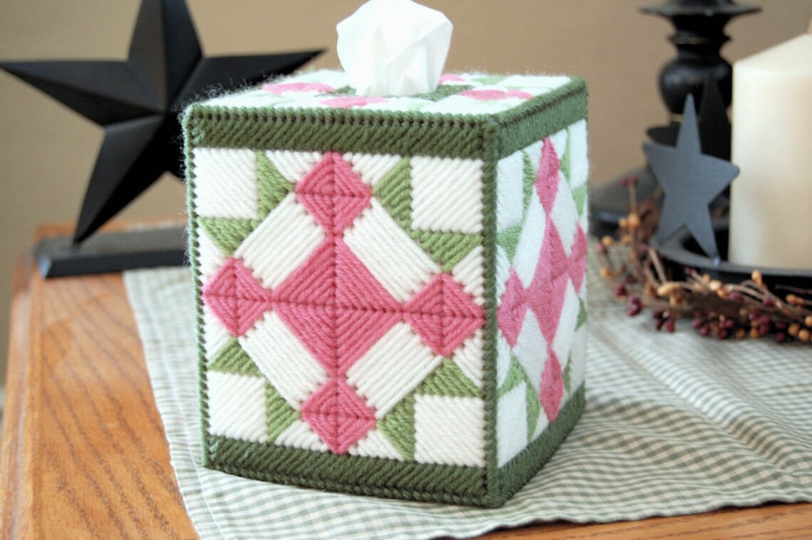 PATTERN Quilted Tissue Box Cover 2 in Plastic Canvas Etsy