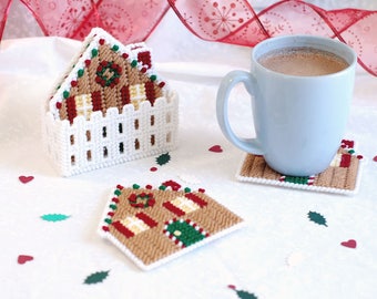 PATTERN: Gingerbread Coasters in Plastic Canvas