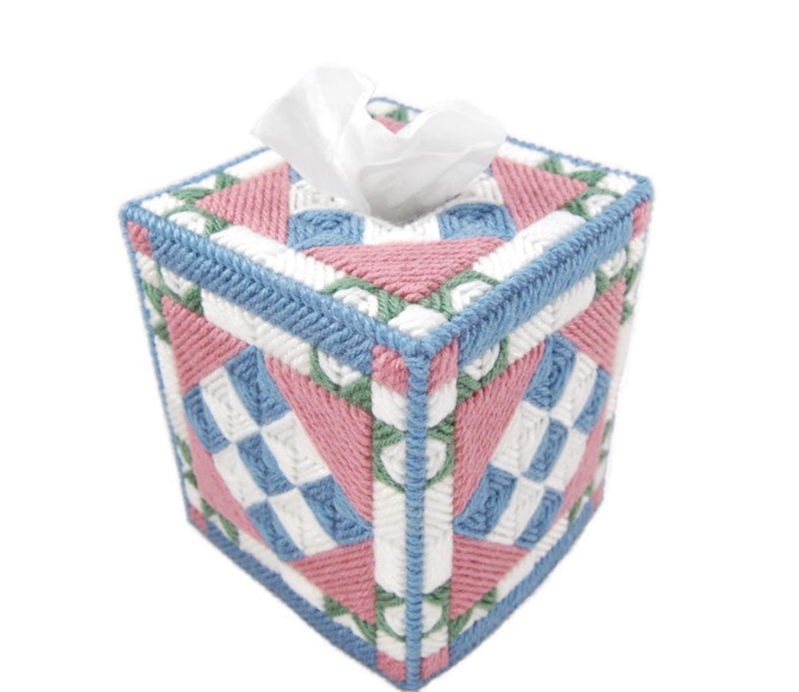 PATTERN Quilted Tissue Box Cover 3 in Plastic Canvas Etsy