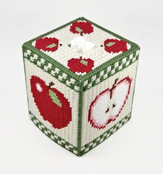 PATTERN: Country Apples Tissue Box Cover Pattern in Plastic Canvas