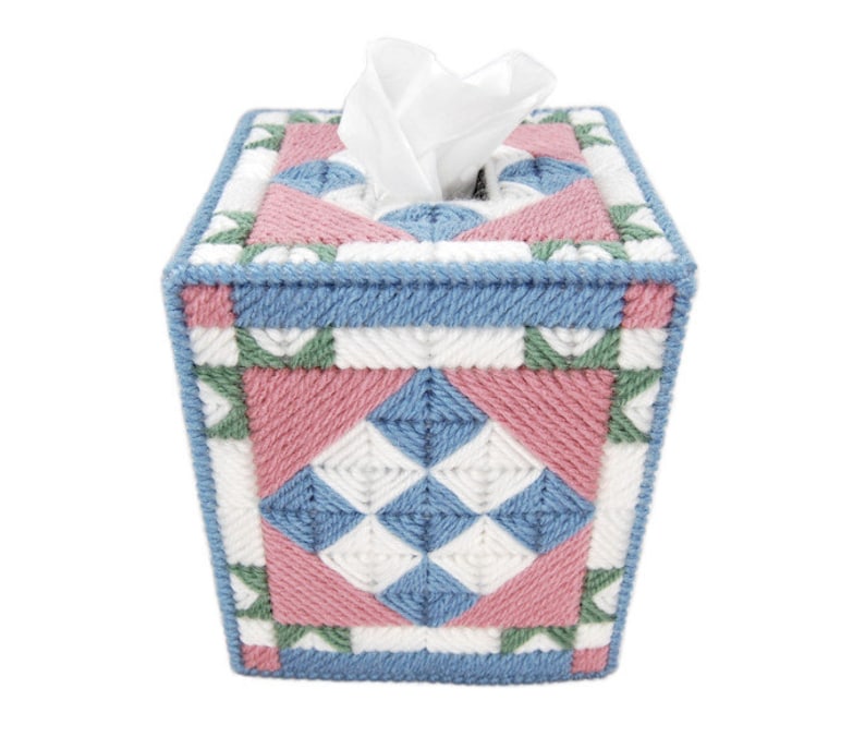 PATTERN Quilted Tissue Box Cover 3 in Plastic Canvas Etsy