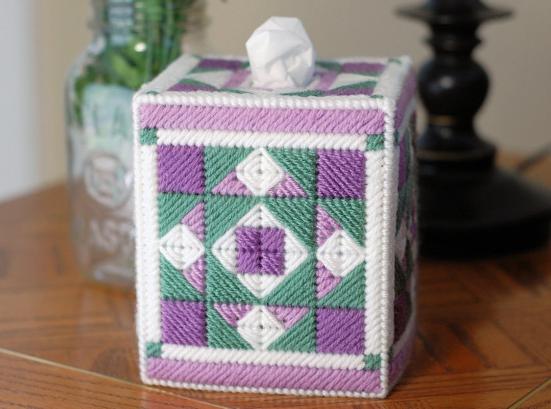 PATTERN Quilted Tissue Box Cover 1 in Plastic Canvas Etsy