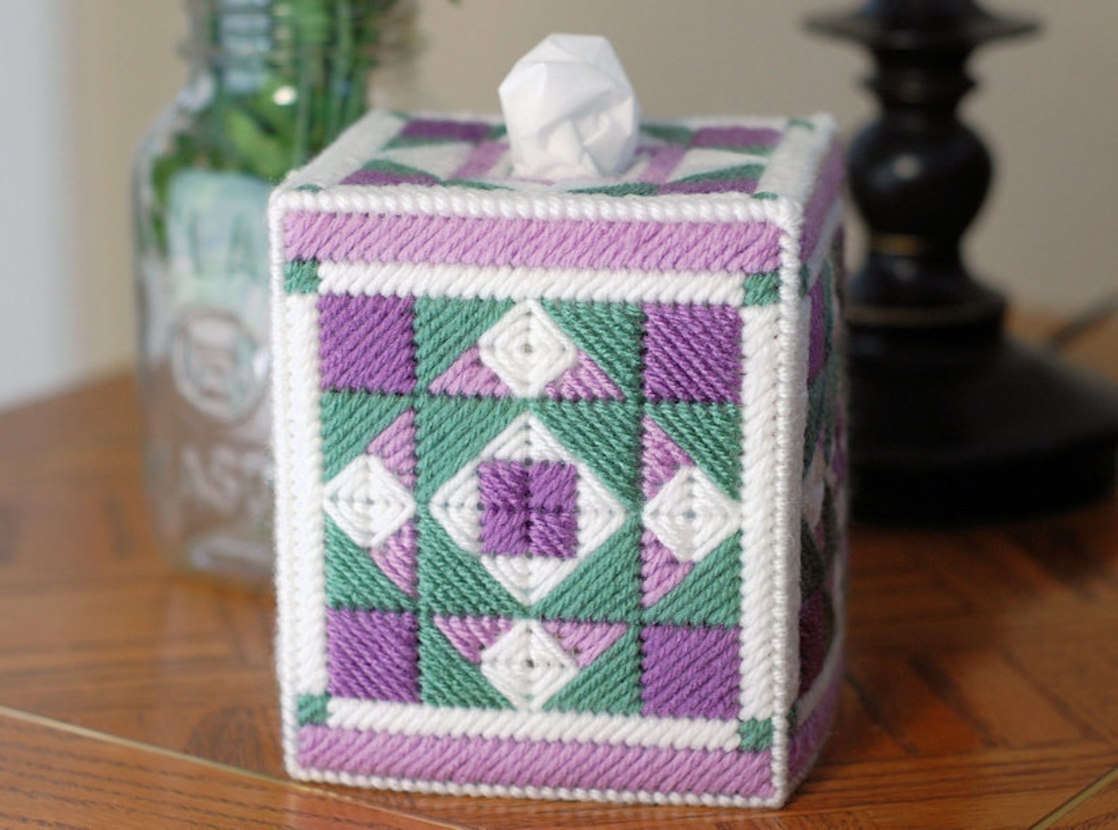 PATTERN: Quilted Tissue Box Cover #1 in Plastic Canvas - Etsy