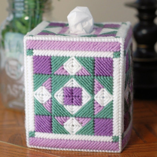 PATTERN: Quilted Tissue Box Cover #1 in Plastic Canvas