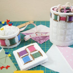 PATTERN: Cheery Spool Sewing Accessories in Plastic Canvas