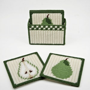 PATTERN: Country Pears Coasters Pattern in Plastic Canvas