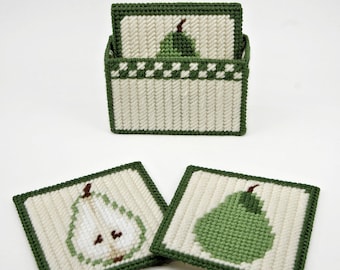 PATTERN: Country Pears Coasters Pattern in Plastic Canvas