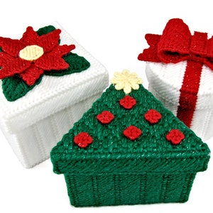 パターン: プラスチックキャンバスのクリスマスボックス