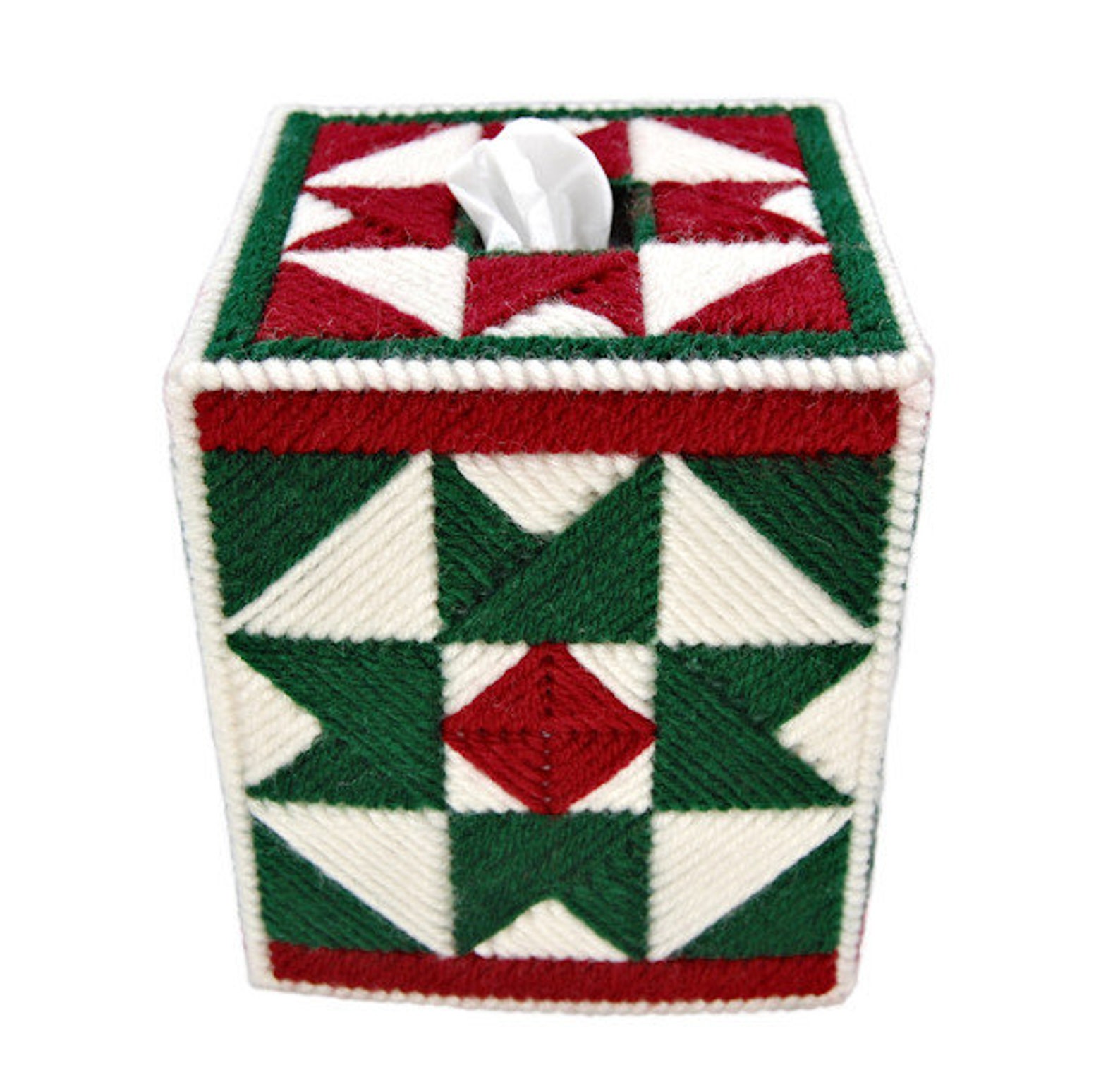PATTERN: Christmas Quilt Tissue Box Cover in Plastic Canvas - Etsy