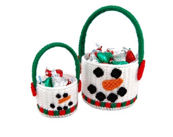 PATTERN: Snowman Basket Pattern in Plastic Canvas