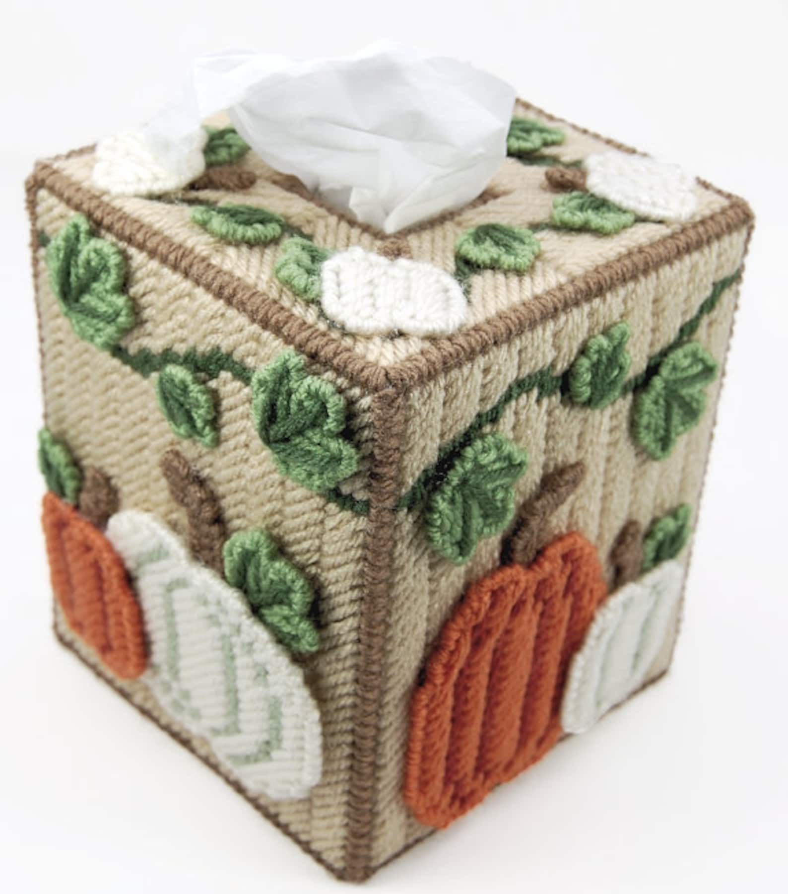 PATTERN Fall Harvest Plastic Canvas Tissue Box Cover Etsy