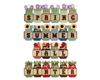 PATTERN: Four Jar Seasons Wall Hangings Package in Plastic Canvas