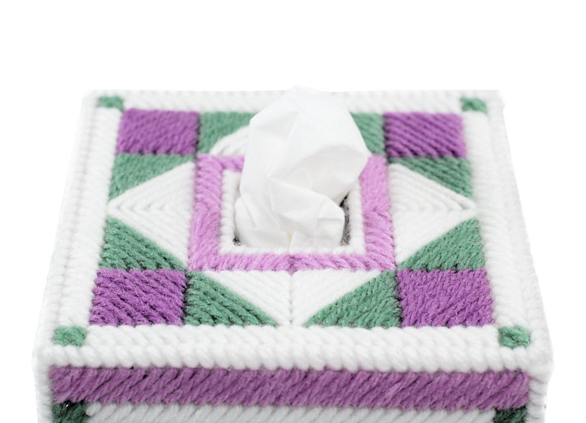 PATTERN: Quilted Tissue Box Cover #1 in Plastic Canvas - Etsy