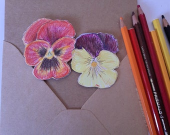 PANSY - Original Mini Art on 3D card - free UK delivery