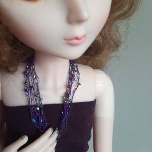 Versatile Violet Beaded Necklace for BJD 13 scale 22inch image 5