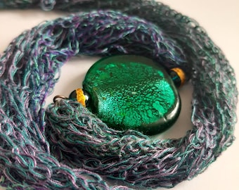 Peacock Lagoon Candy Crochet Cotton Necklace