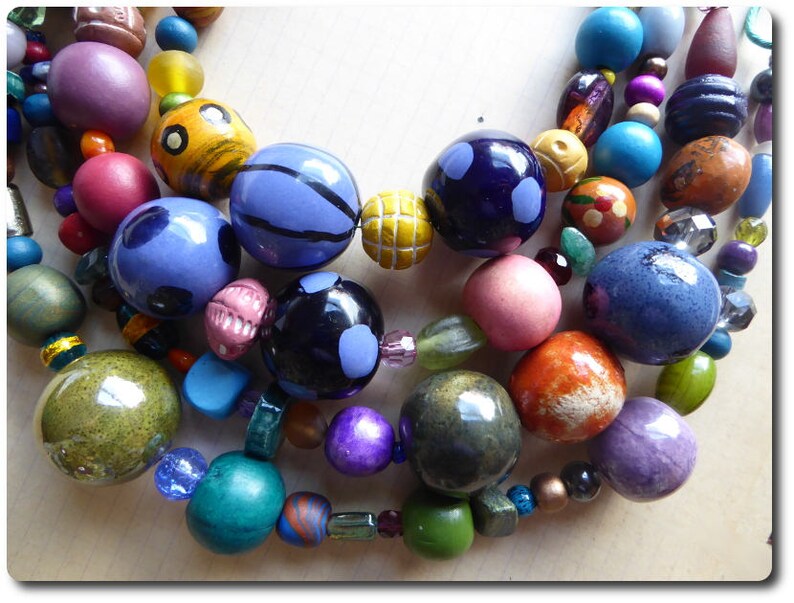 Beads Extravaganza Necklace, Mixed Media 1 Etsy